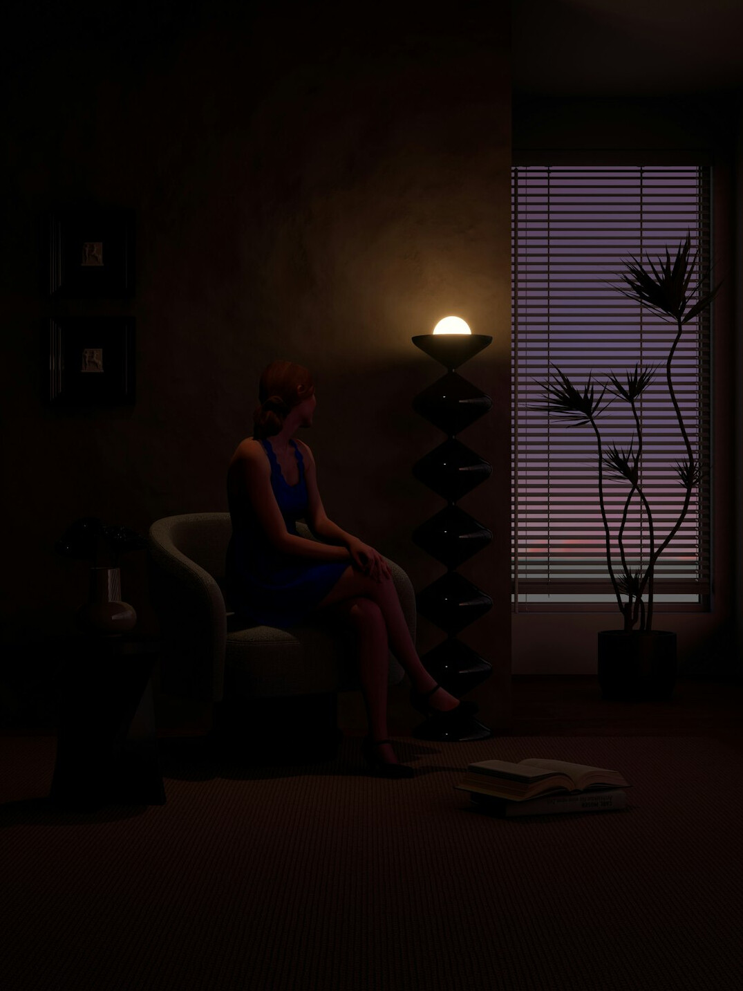 person meditating in calm room